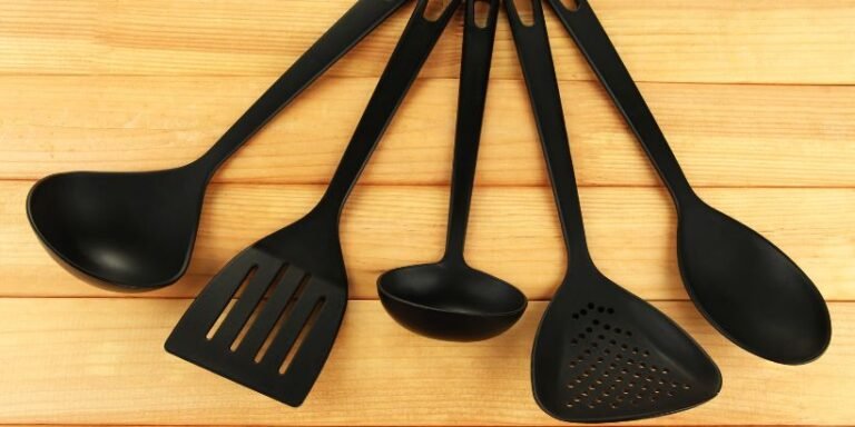 Black plastic kitchen tools