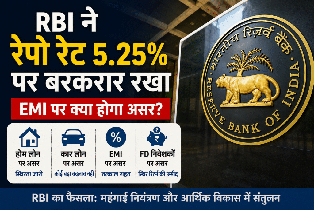 RBI repo rate 5.25 percent update June 2026 EMI home loan impact