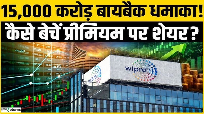 Wipro कंपनी का लोगो और शेयर बाजार से जुड़ा प्रतीकात्मक चित्र